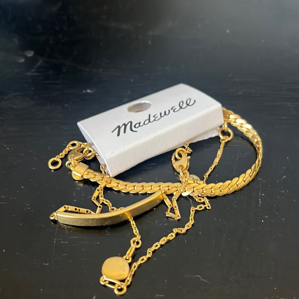 Set of 3 Madewell gold bracelets never worn with tags